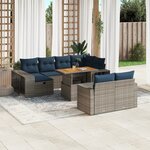vidaXL Salon de jardin 11 Pièces avec coussins gris résine tressée