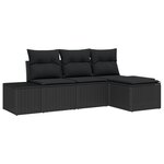 vidaXL Ensemble de Canapé de Jardin 4 Pièces avec Coussins Noir Poly Rattan