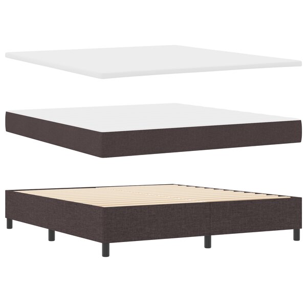 vidaXL Lit à ressorts avec matelas et banc marron foncé 180x200 cm en tissu