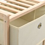 vidaXL Étagère de rangement 3 paniers Tissu Bois de cèdre Beige