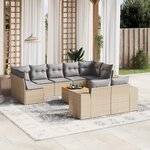 vidaXL Salon de jardin avec coussins 10 Pièces beige résine tressée
