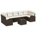 vidaXL Ensemble de canapés de jardin 8 pièces avec coussins Marron Rattan synthétique