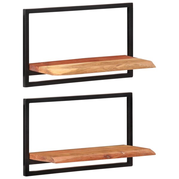 vidaXL Étagères murales 2 Pièces 60x25x35 cm Bois d'acacia et acier
