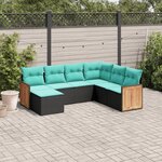 vidaXL Salon de jardin 7 Pièces avec coussins noir résine tressée