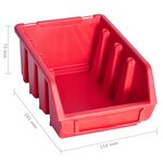 vidaXL Kit de bacs de stockage et panneaux muraux 96 Pièces Rouge et noir