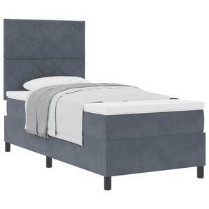 vidaXL Lit à ressorts avec matelas Gris foncé 90 x 200 cm Velours