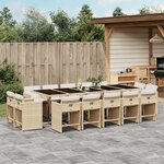 vidaXL Ensemble à manger de jardin et coussins 15 Pièces beige