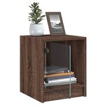 vidaXL Table de chevet avec porte en verre chêne marron 35x37x42 cm