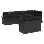 vidaXL Ensemble de Canapés de Jardin 9 Pièces avec Coussins Noir Poly Rattan