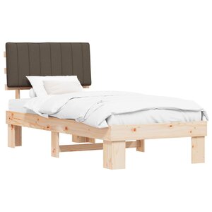 vidaXL Cadre de lit avec tête de lit rembourrée Taupe 90 x 190 cm
