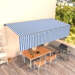 vidaXL Auvent automatique rétractable avec store 6x3 m Bleu et blanc