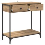 vidaXL Table console avec tiroir Chêne artisanal 75 x 34 5 x 75 cm