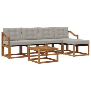 vidaXL Ensemble de canapés d'extérieur 6 pc Naturel et gris clair