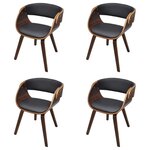 vidaXL Chaises à manger lot de 4 marron bois courbé et similicuir