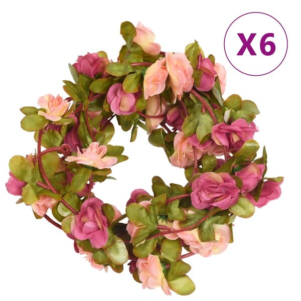 vidaXL Guirlandes de fleurs de Noël 6 Pièces rouge rosé 250 cm