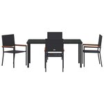 vidaXL Ensemble de salle à manger pour jardin 5 Pièces Noir Poly rotin