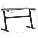 vidaXL Bureau de jeu à LED en forme de Z noir 110x60x75 cm