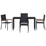 vidaXL Ensemble de salle à manger pour jardin 5 Pièces Noir Poly rotin
