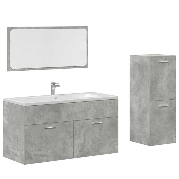 vidaXL Ensemble de meubles de salle de bain 3 Pièces gris béton