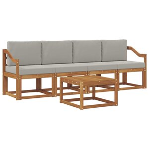 vidaXL Ensemble de canapés d'extérieur 5 pc Gris Naturel et Clair