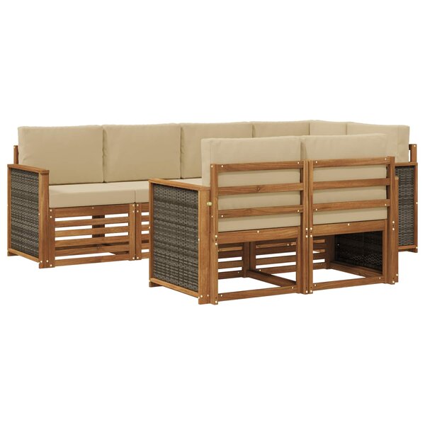 vidaXL Ensemble de canapés d'extérieur 6 pc Naturel