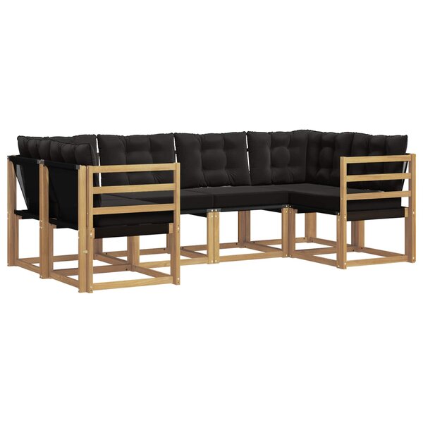 vidaXL Ensemble de canapés d'extérieur 6 pc Blanc et noir