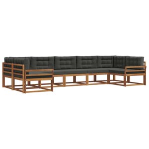 vidaXL Ensemble de canapés d'extérieur 7 pc Naturel et Anthracite