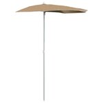 vidaXL Demi-parasol de jardin avec mât 180x90 cm taupe