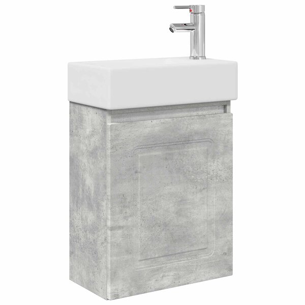 vidaXL Meuble de salle de bain avec robinet Gris béton