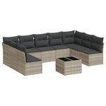 vidaXL Salon de jardin avec coussins 10 Pièces gris clair résine tressée