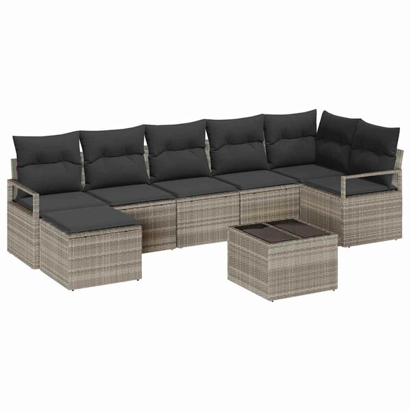 vidaXL Ensemble de canapé de jardin 9 Pièces Gris clair Poly rotin