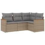 vidaXL Salon de jardin avec coussins 4Pièces mélange beige résine tressée