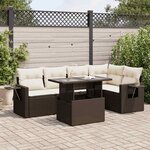 vidaXL Salon de jardin avec coussins 6 Pièces marron résine tressée