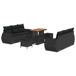 vidaXL Ensemble de canapé de jardin 9 Pièces Noir polyrotin
