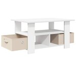 vidaXL Table basse avec tiroir Blanc 77 x 55 x 42 cm Bois d'ingénierie