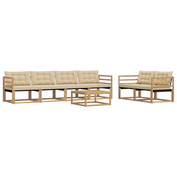 vidaXL Ensemble de canapés d'extérieur 7 pc Blanc et Beige