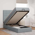 vidaXL Cadre de lit ottoman et matelas gris clair 100x200 cm tissu