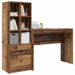 vidaXL Bureau avec tiroir avec étagère avec stockage 2 Pièces Bois ancien