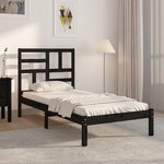 vidaXL Cadre de lit Noir Bois massif 75x190 cm Petit simple