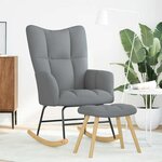 vidaXL Chaise à bascule avec repose-pied Gris clair Tissu