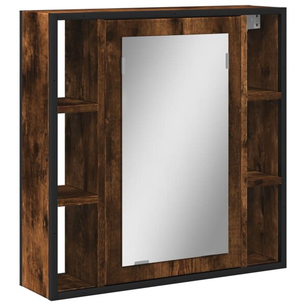 vidaXL Armoire à miroir de salle de bain chêne fumé bois d’ingénierie