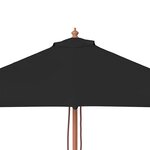 vidaXL Parasol de jardin avec mât en bois noir 150x200 cm