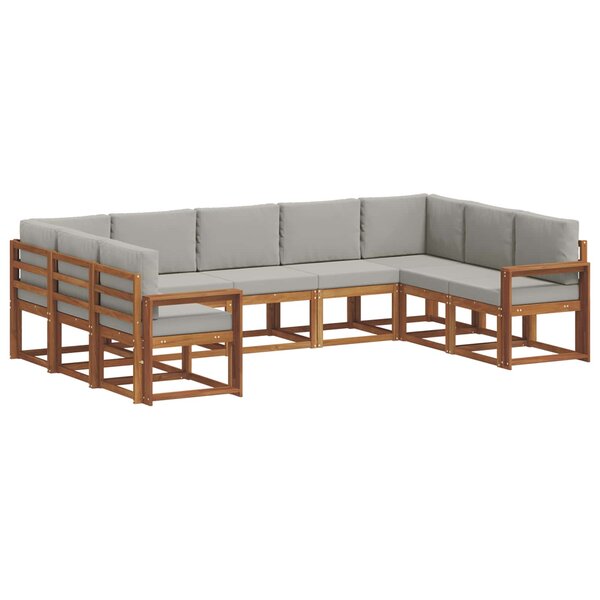 vidaXL Ensemble de canapés d'extérieur 9 pc Gris Naturel et Clair