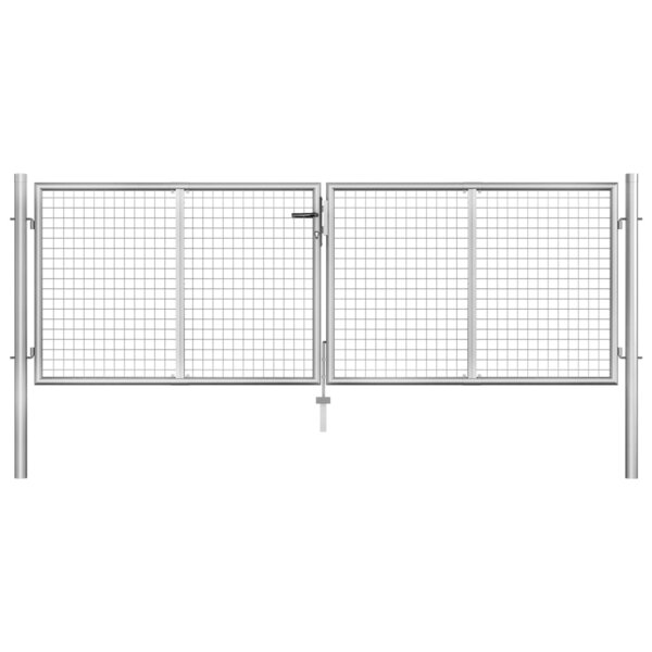 vidaXL Porte de jardin Acier galvanisé 306x125 cm Argenté