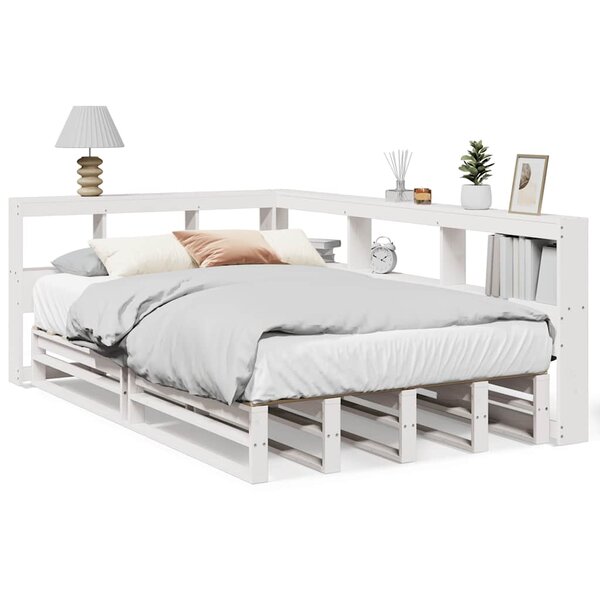 vidaXL Lit bibliothèque sans matelas blanc 120x190 cm bois pin massif
