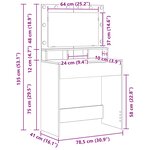 vidaXL Table de Toilette Gris Sonoma 78 5 x 41 x 135 cm