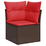 vidaXL Salon de jardin avec coussins 9 Pièces marron résine tressée