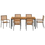 vidaXL Ensemble de salle à manger de jardin 7 pièces en gris en poly rotin acacia