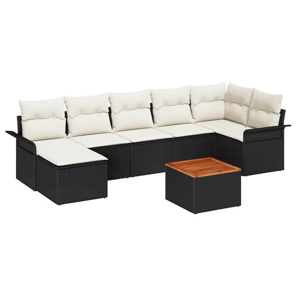 vidaXL Ensemble de canapé de jardin 8 Pièces Noir Poly rotin