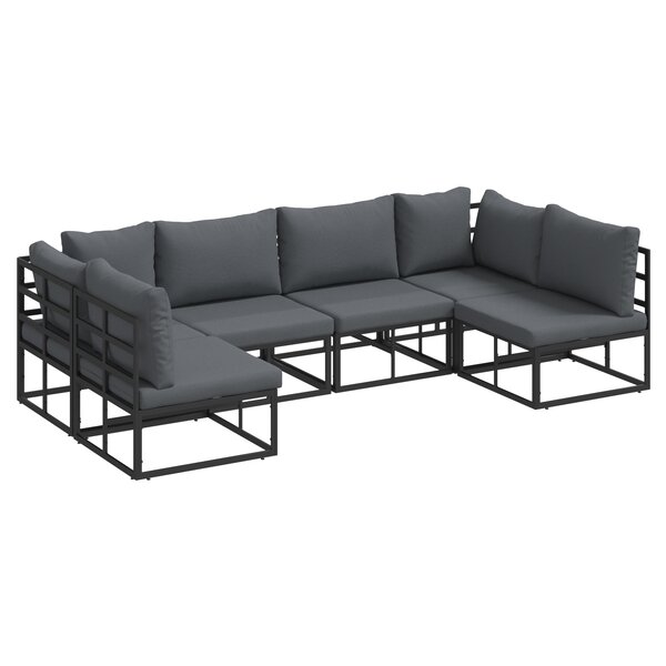 vidaXL Ensemble de canapé de jardin 6 Pièces Noir 283 x 141.5 x 71 cm